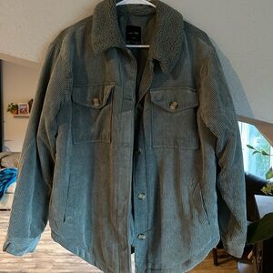 Love Tree Corduroy Jacket with Sherpa Collar - Olive